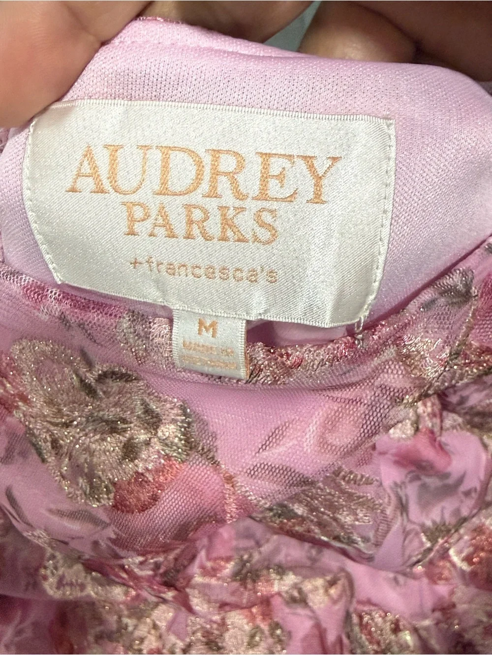 Francesca's Collections Pink Floral Puff-Sleeve Party Dress